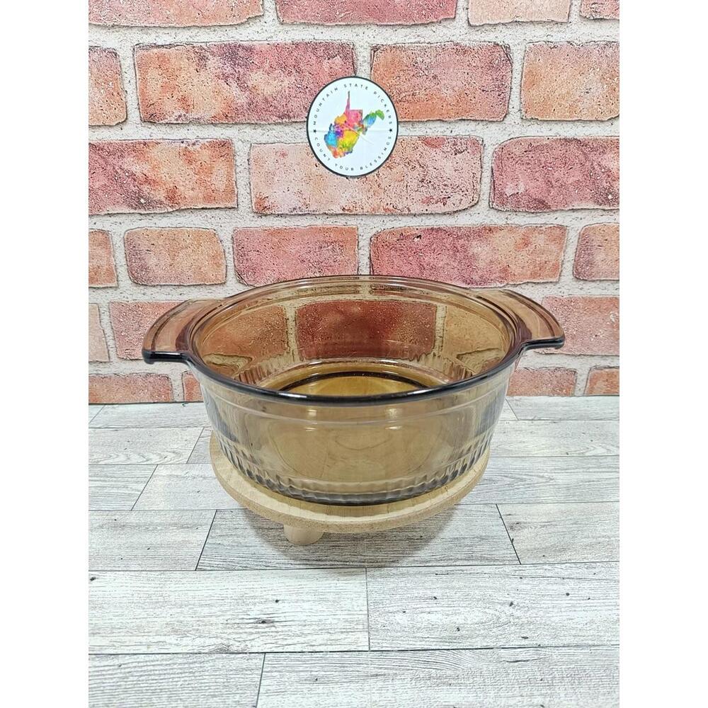 Anchor Hocking 1438 2 QT Harvest Amber Ribbed Casserole Dish NO LID